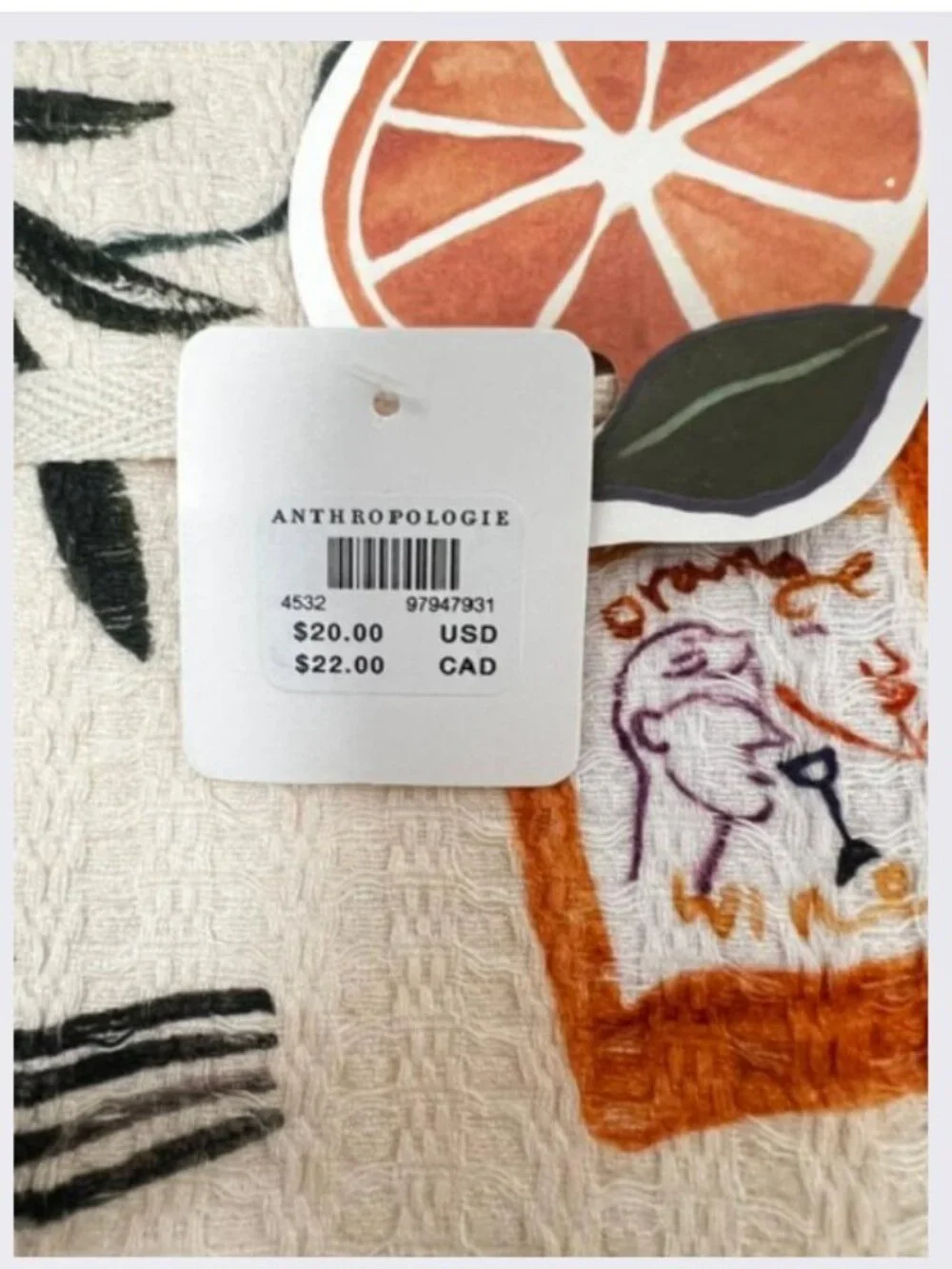 Anthropologie Peelin’ Good Bar Dish Towel - NWT